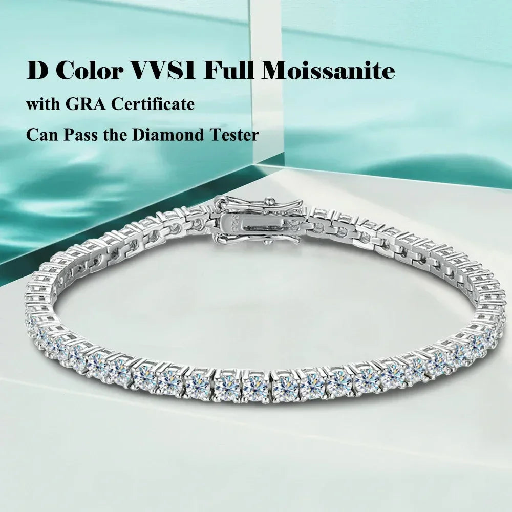 Brilliant Moissanite Tennis Bracelet in S925 Silver