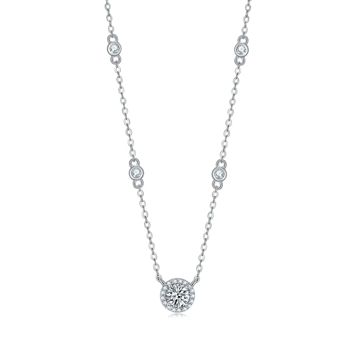 FEOBUR 1-3CT Moissanite Necklace for Women Certified 925 Sterling Silver Sparkling Lab Diamond Pendant Chain Party Jewelry GRA