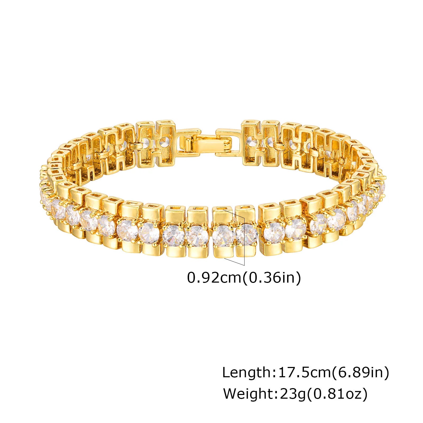 Luxury Paperclip Chain Bracelet – 14K Gold-Plated Adjustable Zircon Link Jewelry
