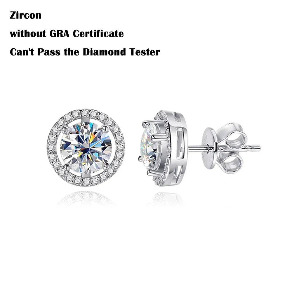 FEOBUR 1ct Moissanite Stud Earrings for Women Men 925 Sterling Silver Brilliant Lab Diamond Halo Earring Wedding Fine Jewelry