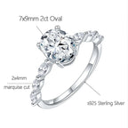 KNOBSPIN 2ct Oval Cut Moissanite Engagement Rings for Women s925 Sterling Sliver Plated 18k White Gold Promise Ring for Her Gift