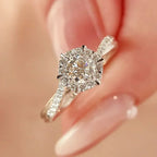 1CT GRA Certified Moissanite Engagement Ring for Women Lab Diamond Twisted Arm Wedding Promise Band 925 Sterling Silver Rings