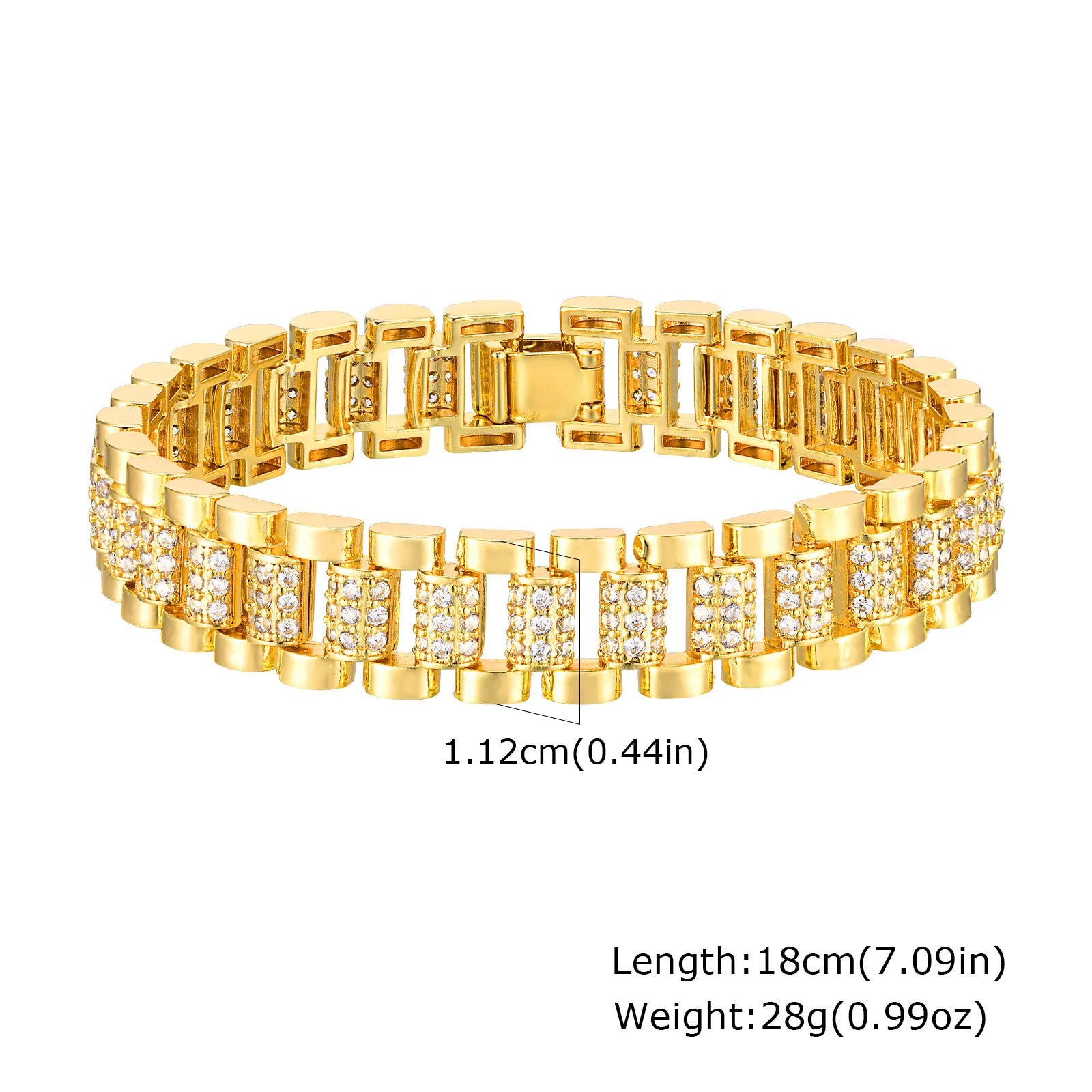 Luxury Paperclip Chain Bracelet – 14K Gold-Plated Adjustable Zircon Link Jewelry