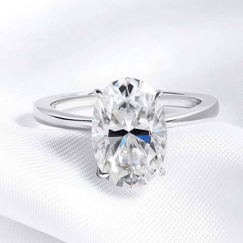 Certified 4.5CT Oval Cut Full Moissanite Ring for Women Lab Diamond Engagement Rings 925 Sterling Silver Wedding Band Jewelry