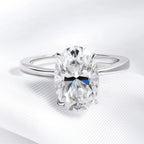 Certified 4.5CT Oval Cut Full Moissanite Ring for Women Lab Diamond Engagement Rings 925 Sterling Silver Wedding Band Jewelry