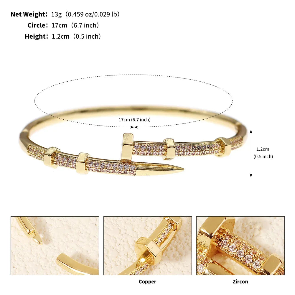 Luxury Zircon Screw Bangle – Elegant Women’s Bracelet for Every Occasion