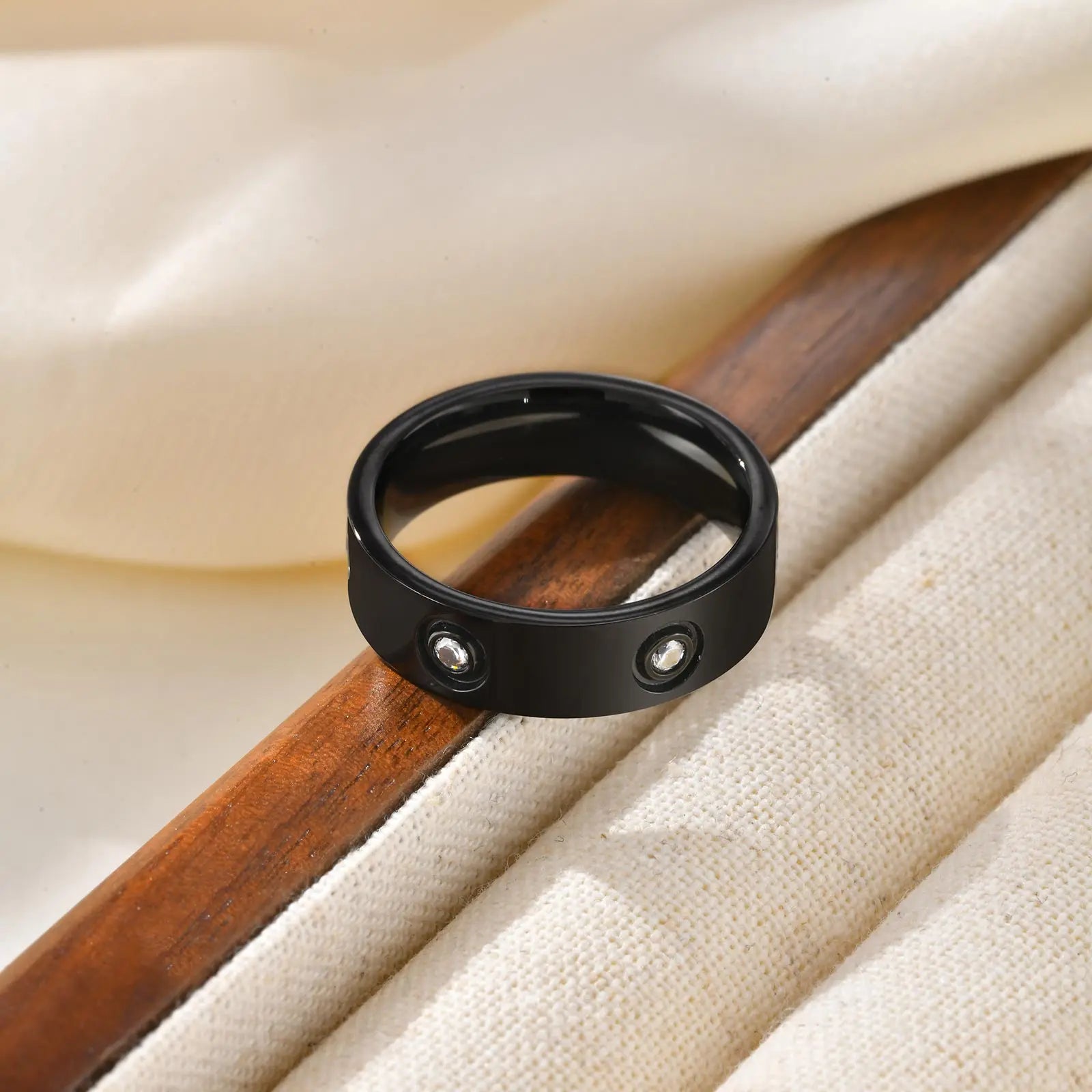 Luxury Gold-Plated Zircon Ring – Unisex Stainless Steel Jewelry, Sizes 5–12