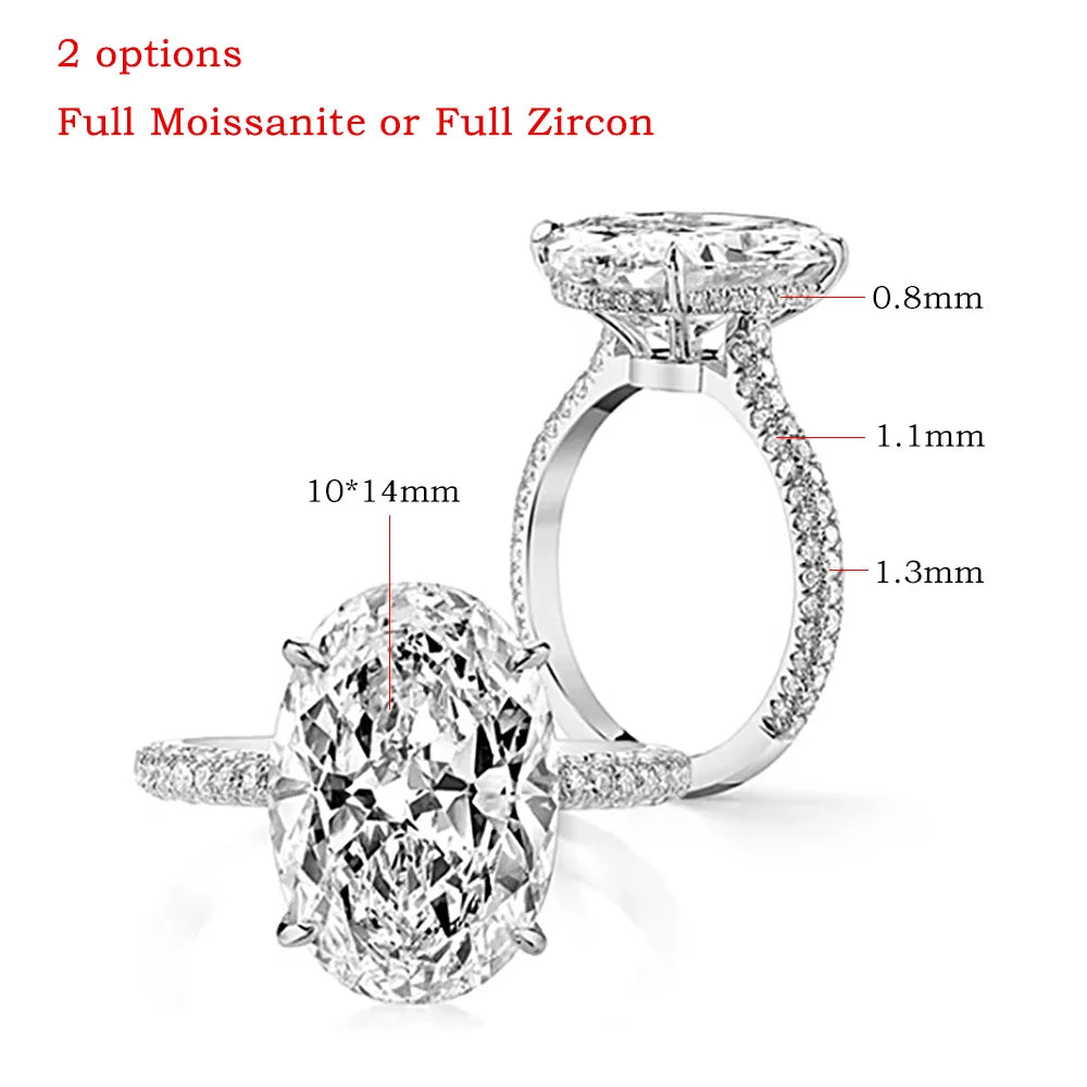 Certified 8CT Oval Moissanite Engagement Ring for Women Luxury Big Lab Diamond Rings 925 Sterling Silver Wedding Band Jewelry