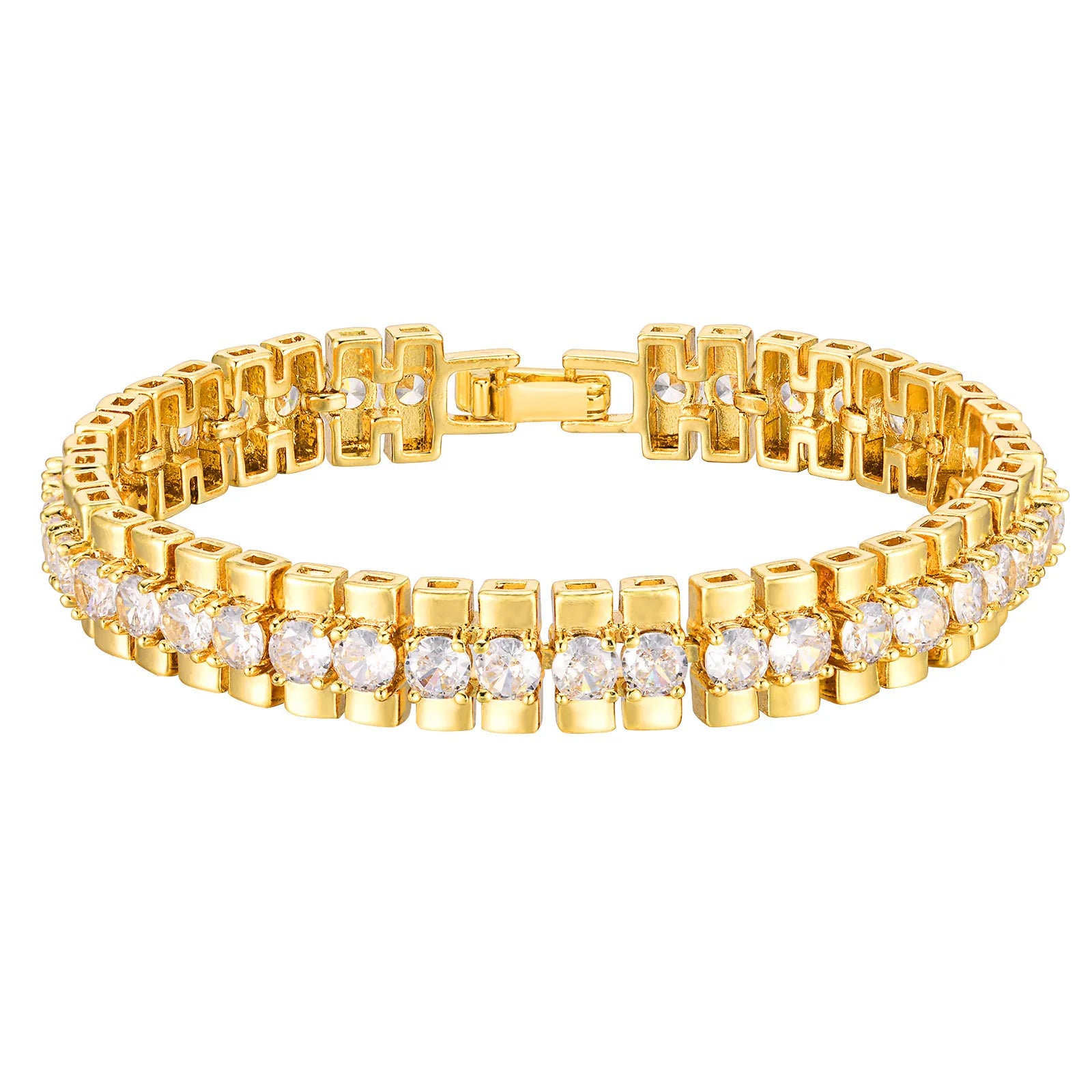 Luxury Paperclip Chain Bracelet – 14K Gold-Plated Adjustable Zircon Link Jewelry