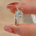 1CT GRA Certified Moissanite Engagement Ring for Women Lab Diamond Twisted Arm Wedding Promise Band 925 Sterling Silver Rings