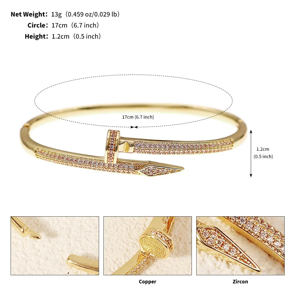 Luxury Zircon Screw Bangle – Elegant Women’s Bracelet for Every Occasion