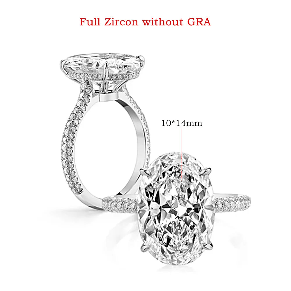 Certified 8CT Oval Moissanite Engagement Ring for Women Luxury Big Lab Diamond Rings 925 Sterling Silver Wedding Band Jewelry