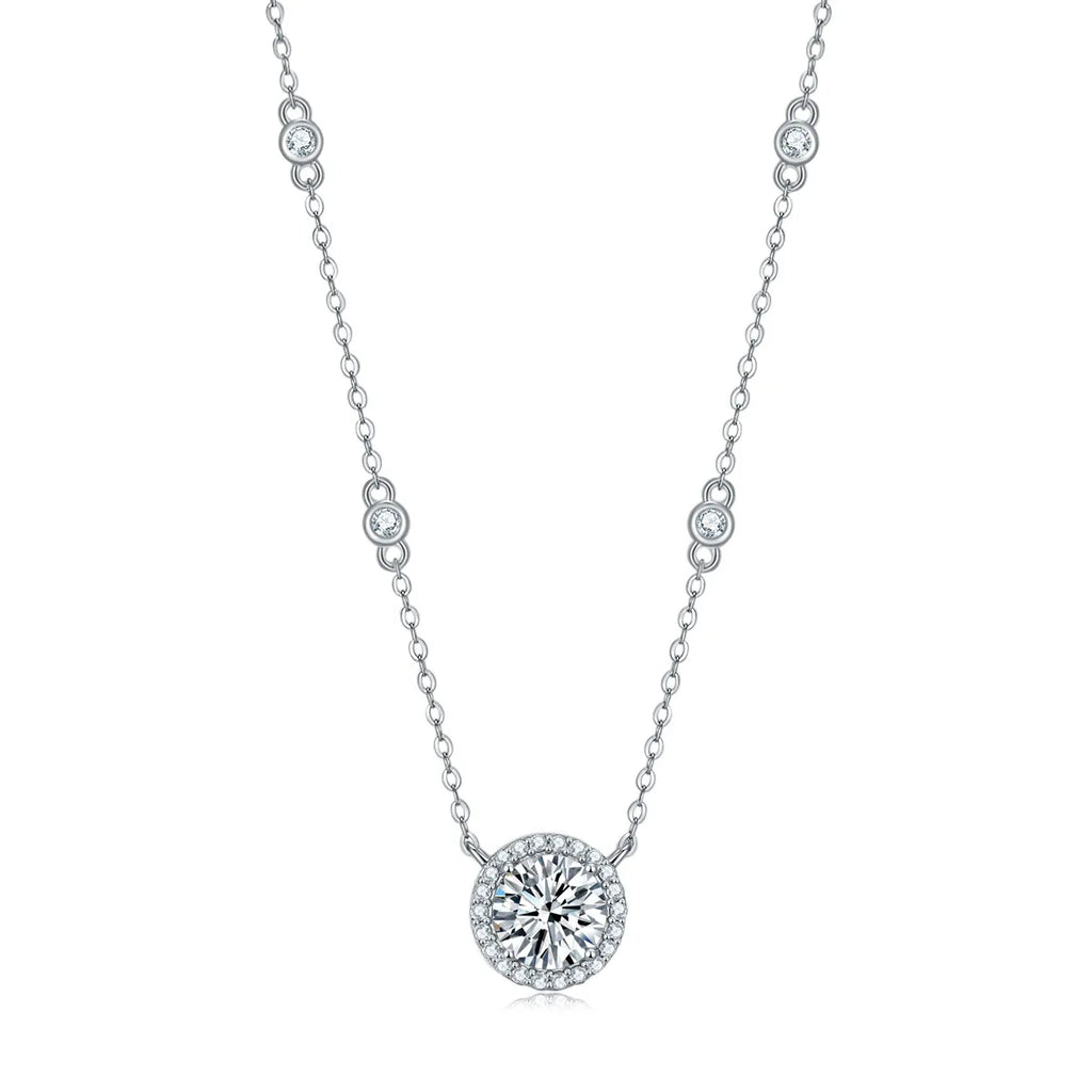 FEOBUR 1-3CT Moissanite Necklace for Women Certified 925 Sterling Silver Sparkling Lab Diamond Pendant Chain Party Jewelry GRA