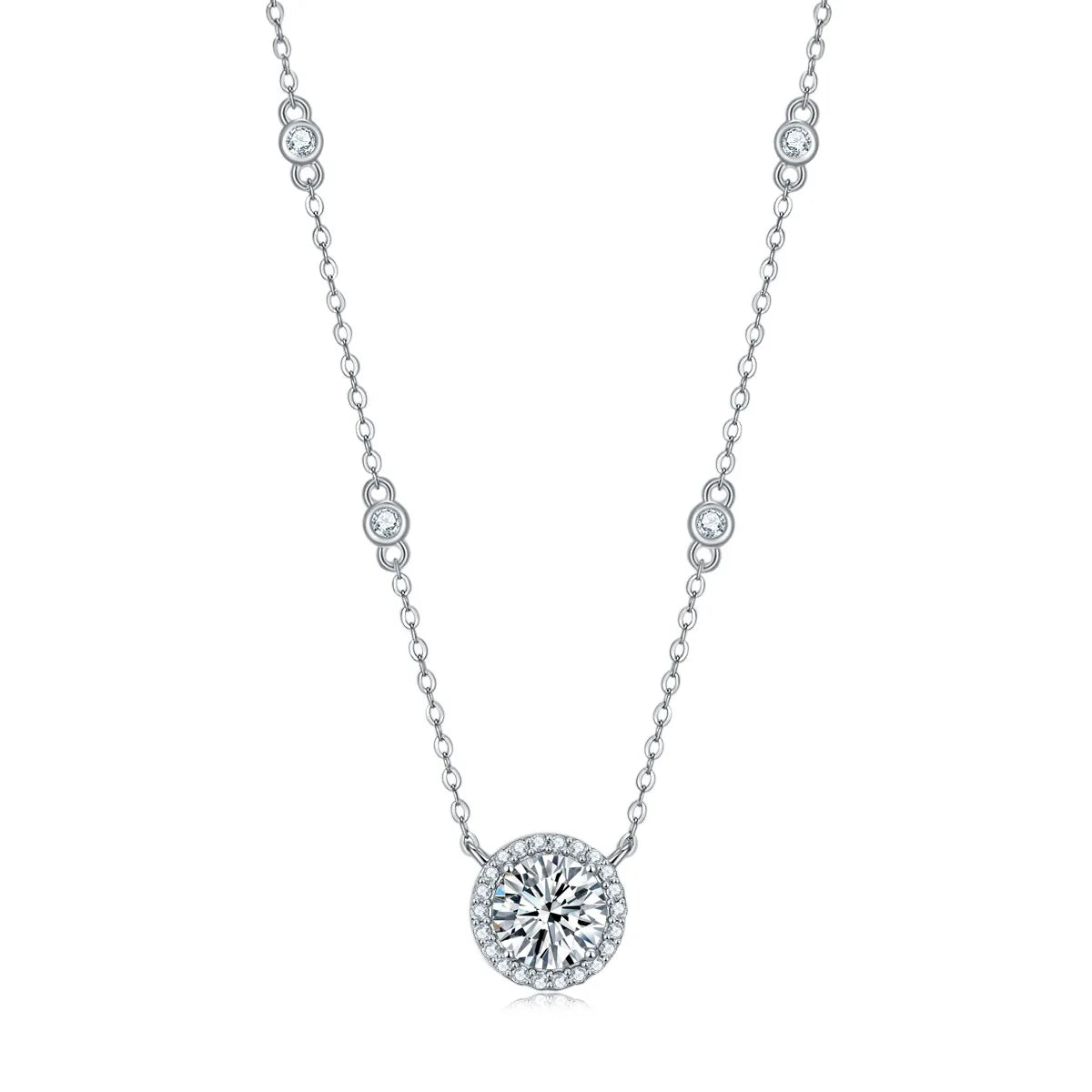 FEOBUR 1-3CT Moissanite Necklace for Women Certified 925 Sterling Silver Sparkling Lab Diamond Pendant Chain Party Jewelry GRA
