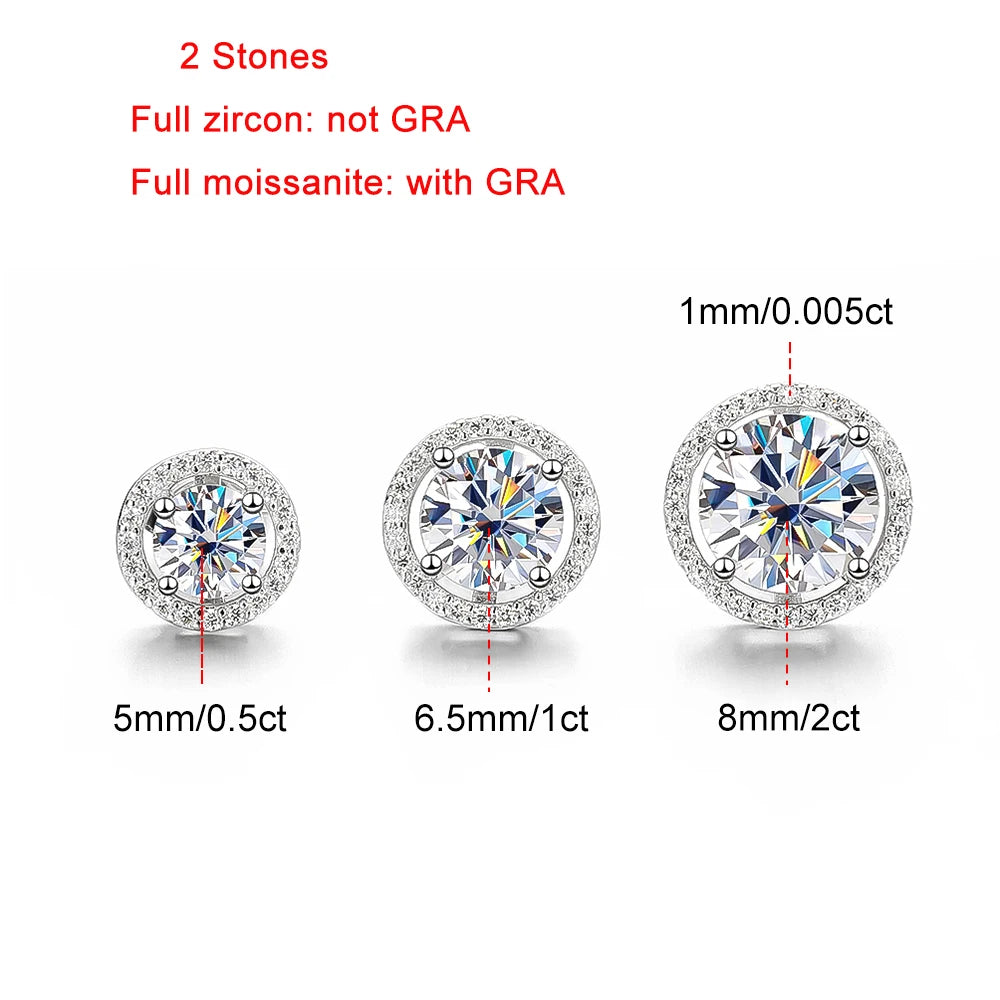 FEOBUR 1ct Moissanite Stud Earrings for Women Men 925 Sterling Silver Brilliant Lab Diamond Halo Earring Wedding Fine Jewelry