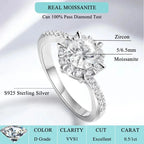 1CT GRA Certified Moissanite Engagement Ring for Women Lab Diamond Twisted Arm Wedding Promise Band 925 Sterling Silver Rings