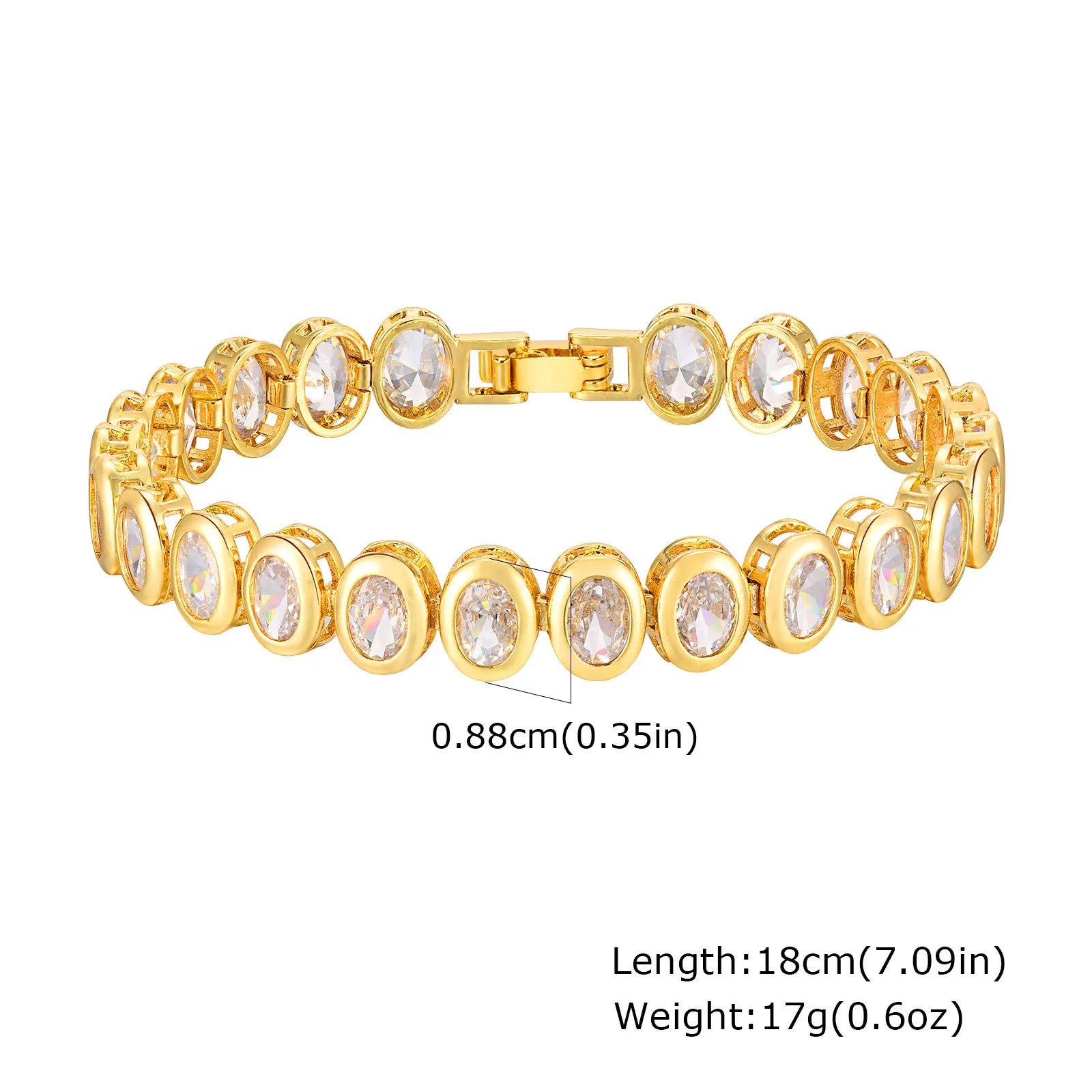 Luxury Paperclip Chain Bracelet – 14K Gold-Plated Adjustable Zircon Link Jewelry