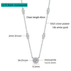 FEOBUR 1-3CT Moissanite Necklace for Women Certified 925 Sterling Silver Sparkling Lab Diamond Pendant Chain Party Jewelry GRA