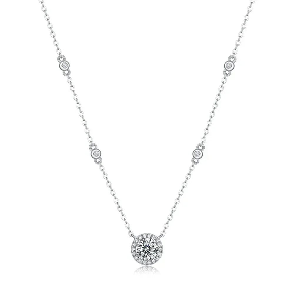 FEOBUR 1-3CT Moissanite Necklace for Women Certified 925 Sterling Silver Sparkling Lab Diamond Pendant Chain Party Jewelry GRA