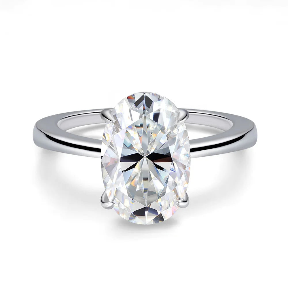 Certified 4.5CT Oval Cut Full Moissanite Ring for Women Lab Diamond Engagement Rings 925 Sterling Silver Wedding Band Jewelry