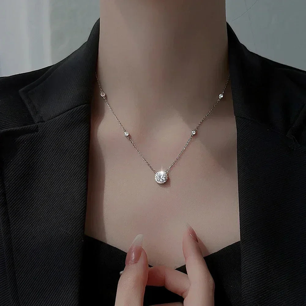 FEOBUR 1-3CT Moissanite Necklace for Women Certified 925 Sterling Silver Sparkling Lab Diamond Pendant Chain Party Jewelry GRA
