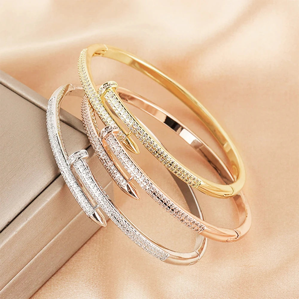 Luxury Zircon Screw Bangle – Elegant Women’s Bracelet for Every Occasion